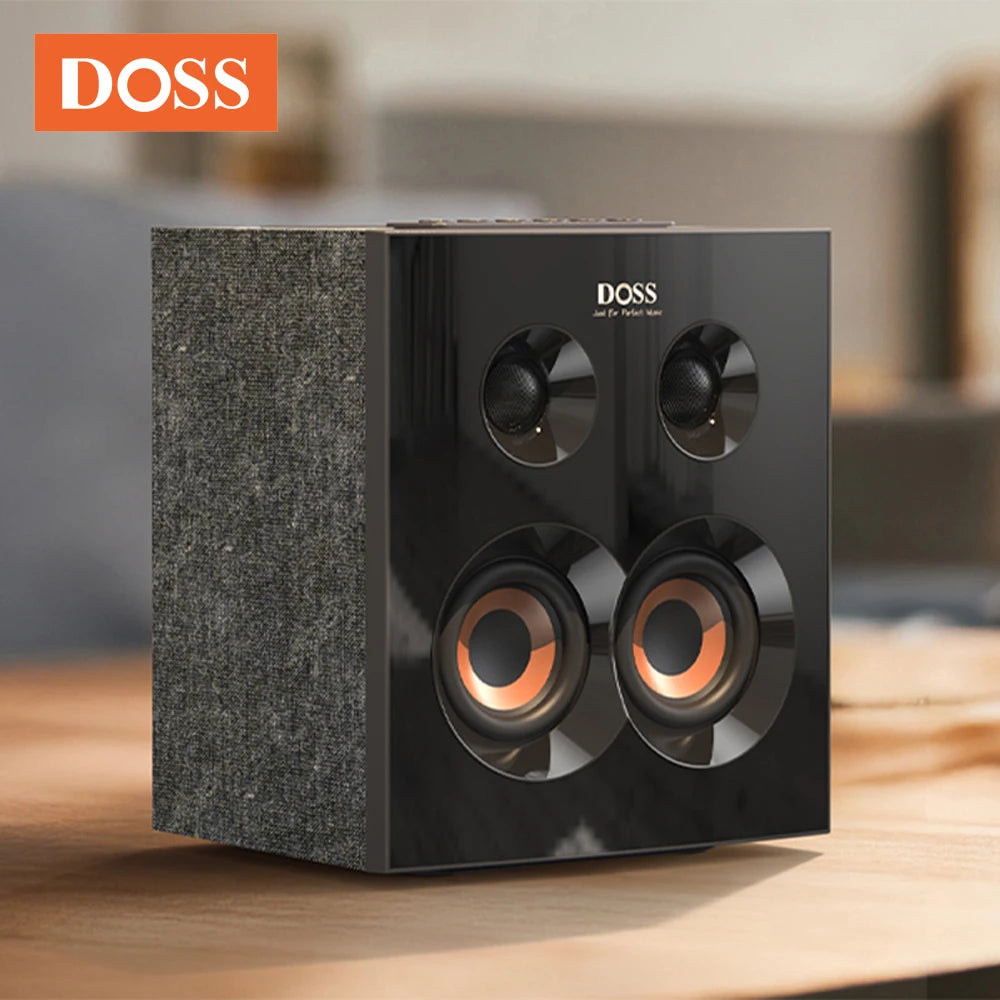 DOSS Home Bookshelf Bluetooth Speaker Powerful 90W Stereo Sound Extra Bass Subwoofer