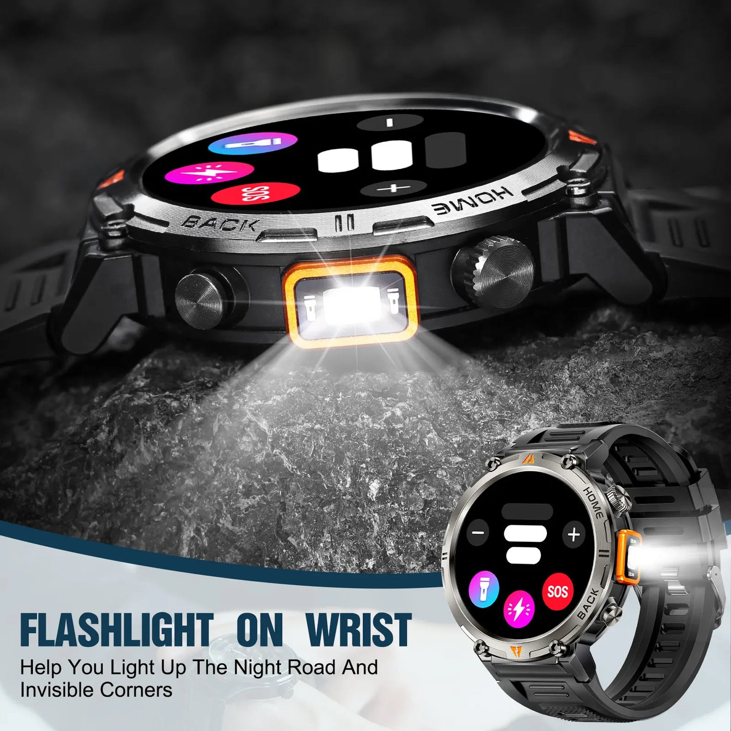 New Bluetooth Call smartwatch for men Full Touch Screen With Health Monitor heart rate Flashlight Smart watch