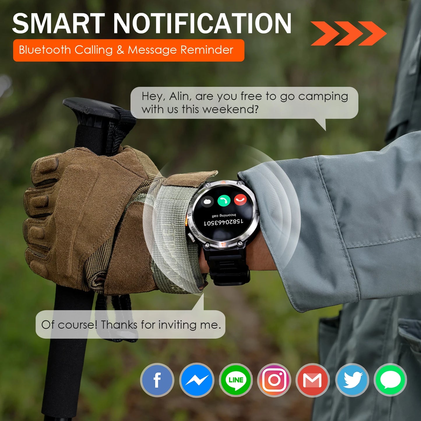 New Bluetooth Call smartwatch for men Full Touch Screen With Health Monitor heart rate Flashlight Smart watch