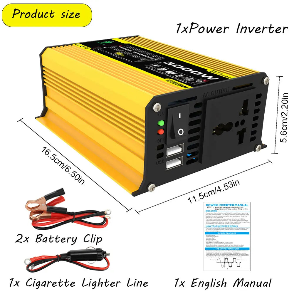 10000W/12000W Car Inverter LCD Display Vehicle Smart Inverter