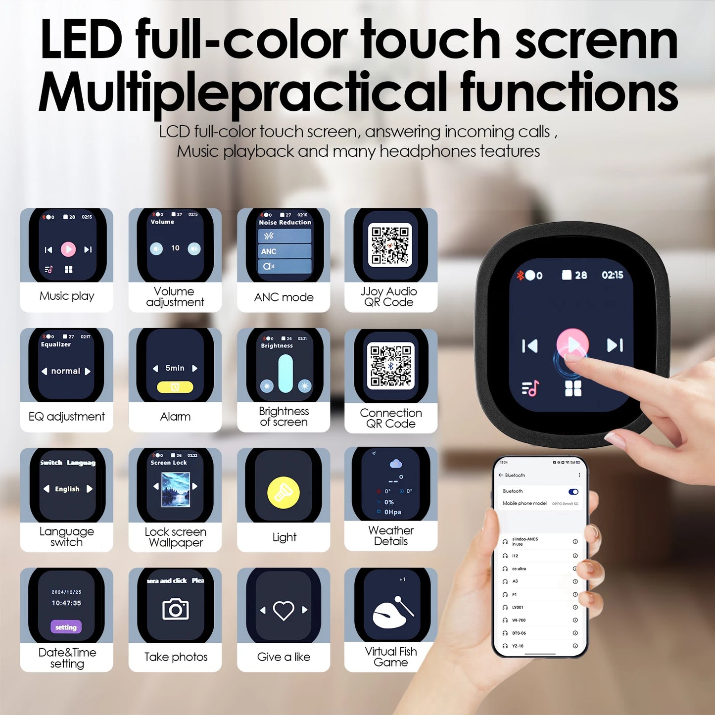 NEWEST ANC930Plus Hybrid ANC Wireless Headphone, With Multi Magnetic Touch Control