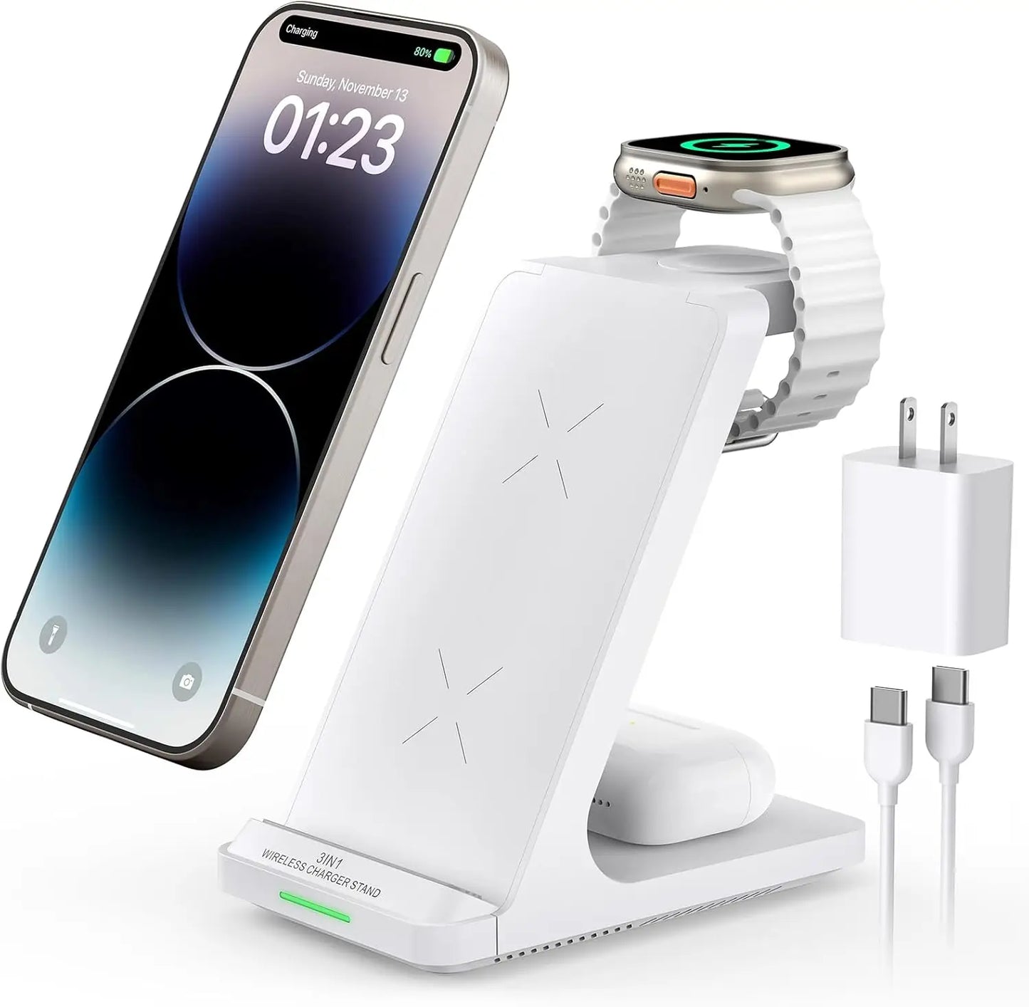 3 in 1 Fast Wireless Charging Station Stand for Apple Watch, iPhone, AirPods