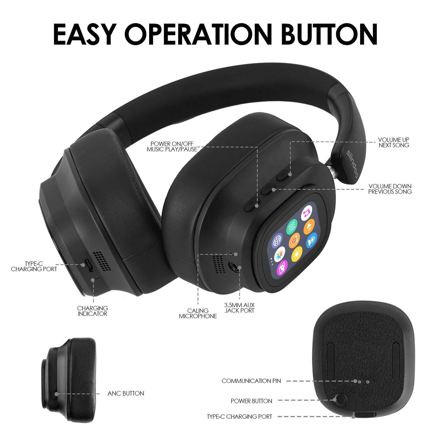 NEWEST ANC930Plus Hybrid ANC Wireless Headphone, With Multi Magnetic Touch Control