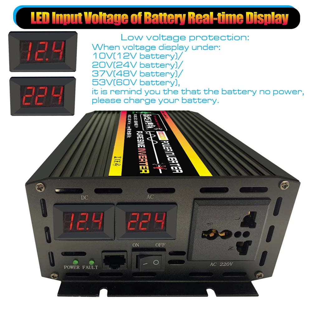10000W/12000W Car Inverter LCD Display Vehicle Smart Inverter