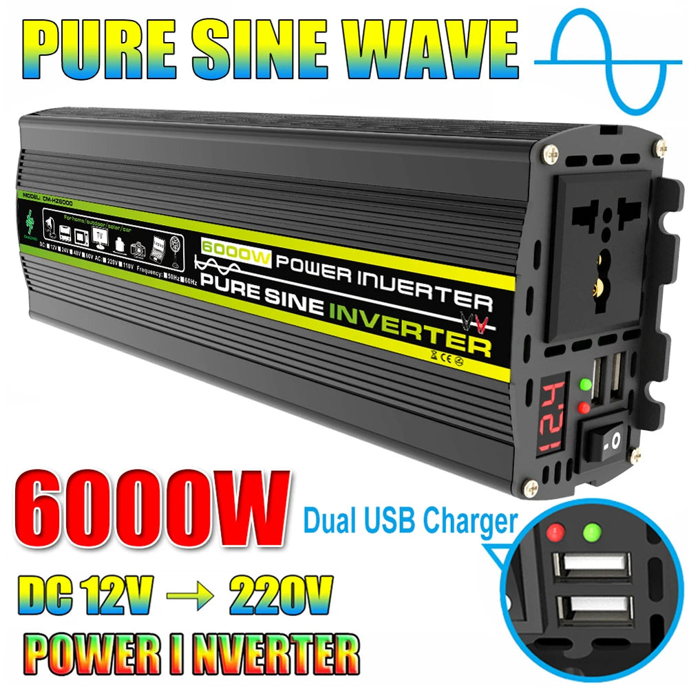 10000W/12000W Car Inverter LCD Display Vehicle Smart Inverter