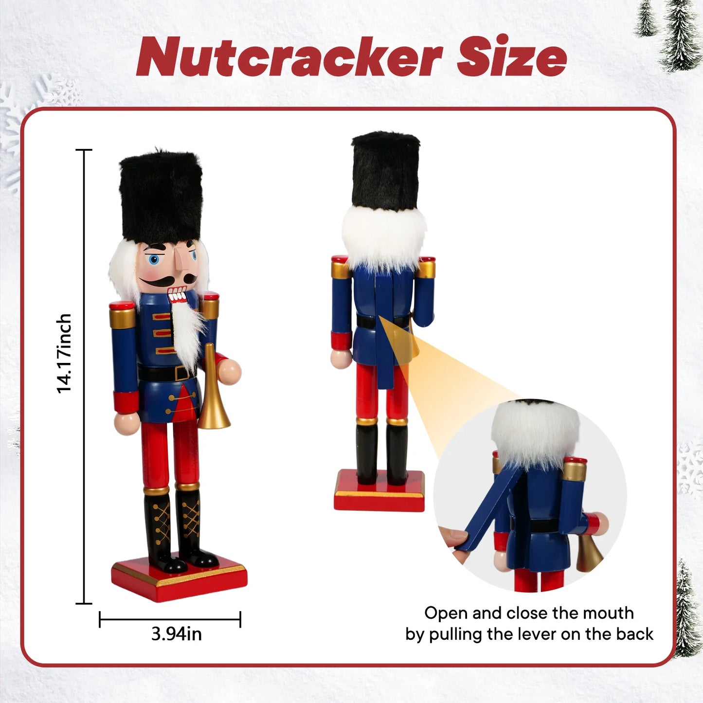 Christmas Nutcracker Ornament Wooden Nutcracker Handcraft Doll Toy for Xmas