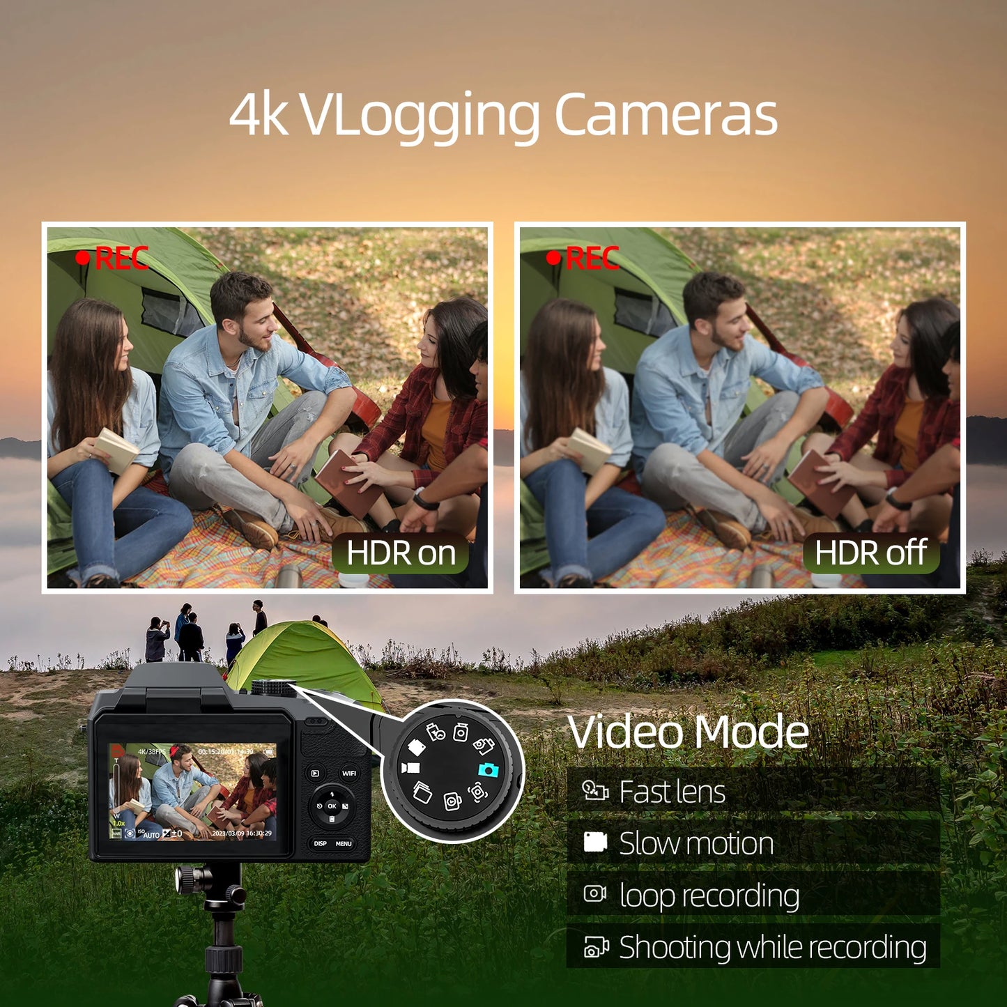 64MP Digital Camera for Photography, 4K Vlogging Camera with 3’’ Flip Screen,16X Digital Zoom,