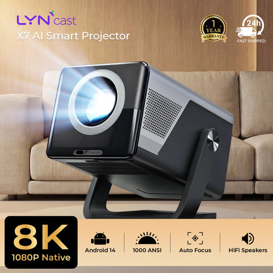 X7 Native 1080P Smart Projector 8K 4K Support/1000 ANSI/ with Android , Auto Focus