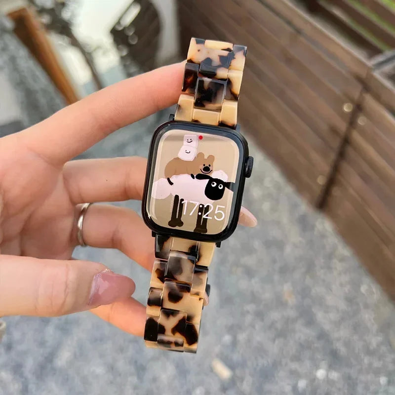 Luxury Resin strap for Apple Watch Ultra 2 Band 49mm 45mm 41mm 40mm 44mm 38mm 42mm Link bracelet iwatch series 9 7 8 6 se 5 4 3