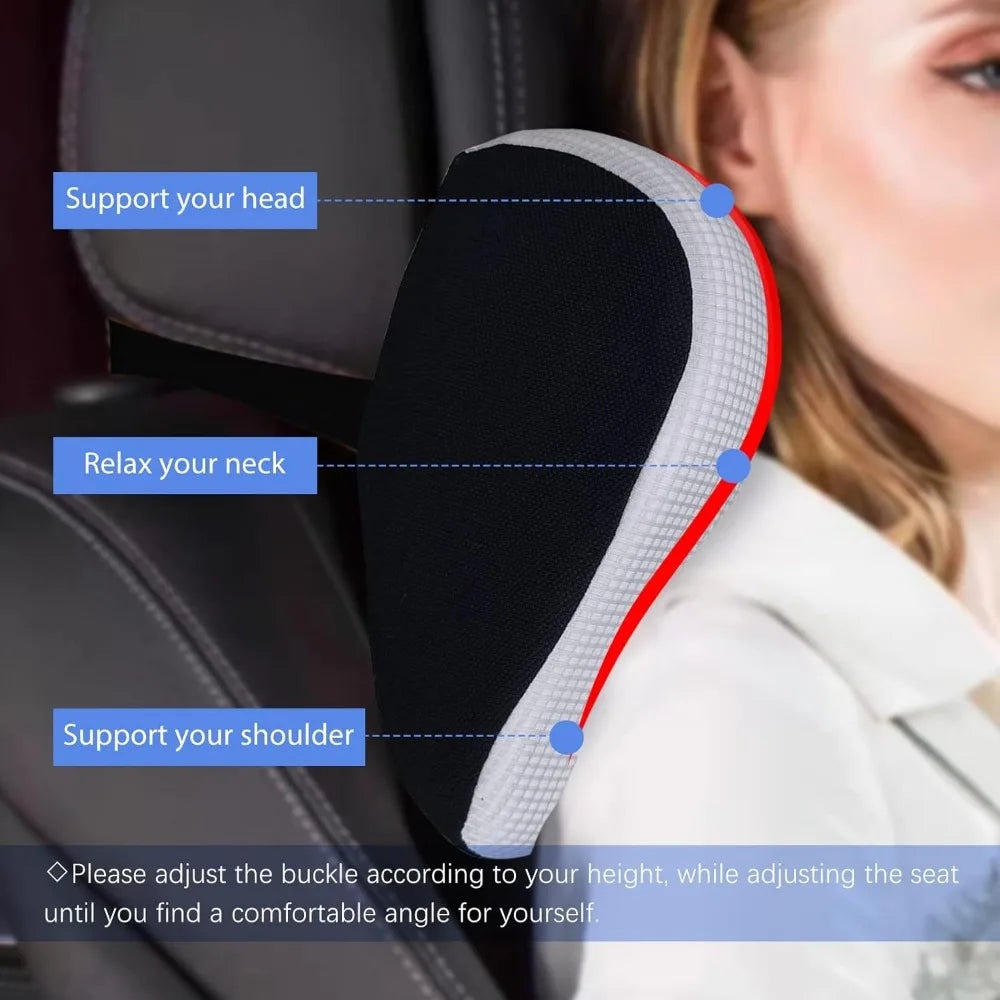 Ultra Soft Car Headrest Pillow, Car Pillow for Driving with Adjustable Strap,