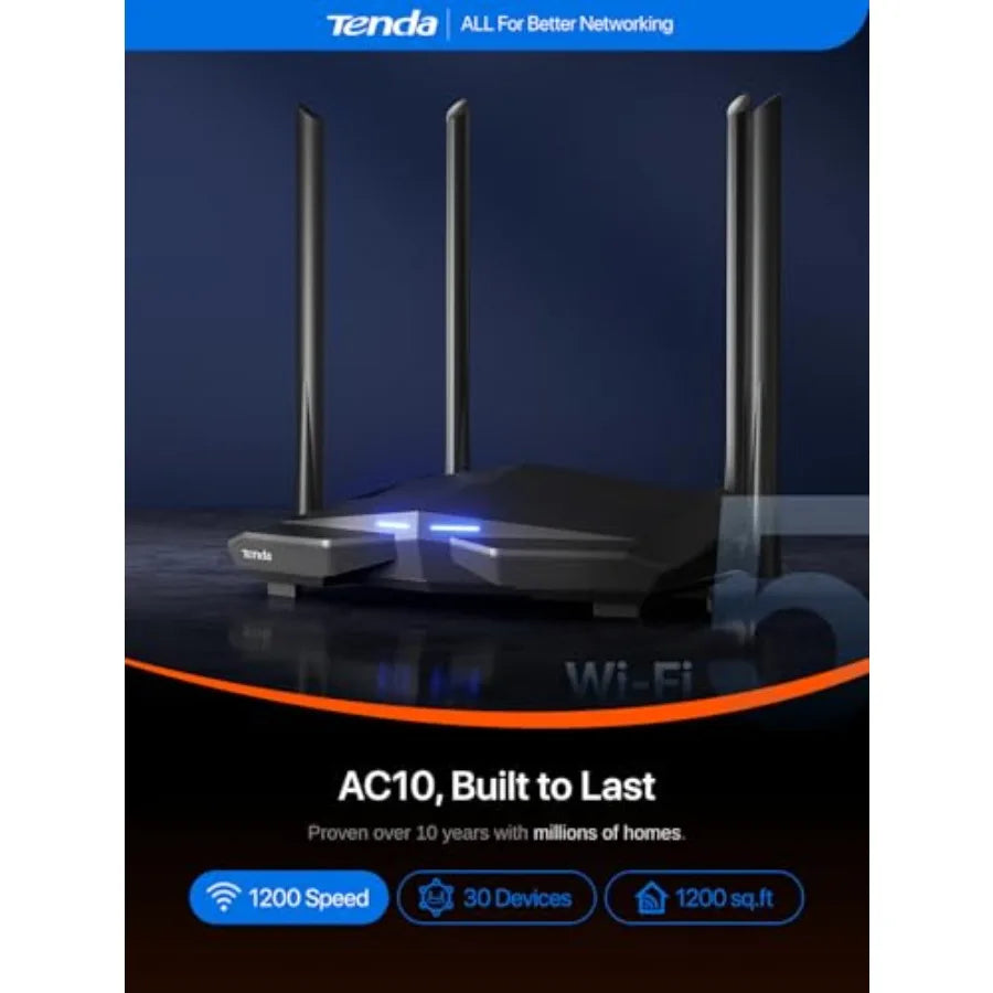 AC1200 WiFi Router, Dual Band Gigabit Wireless Internet Router - 4 Gigabit Ports, Up to 1.2 Gbps Speed, MU-MIMO, Beamforming, P