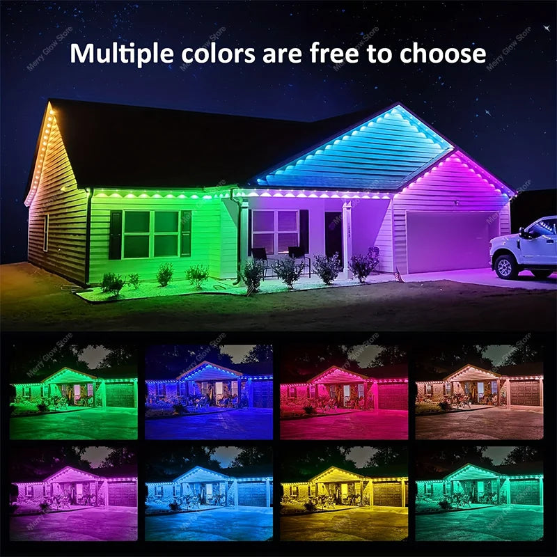 Smart Permanent Outdoor Lights For House Smart RGB+IC Eave Lights with Remote APP Control