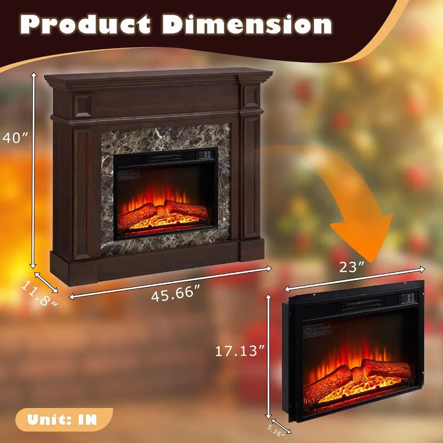 46 inch Electric Fireplace with Mantel for Living Room and Bedroom Decor Portable Freestanding Wood Stove Design with Remote Co