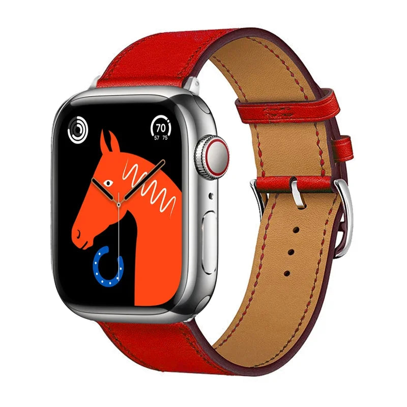 Leather Band For Apple Watch Strap 45mm 45mm 40mm 41mm 38mm 42 Single Tour Bracelet Correa iWatch 3 6 SE 7 8 9 ultra 49mm 2035