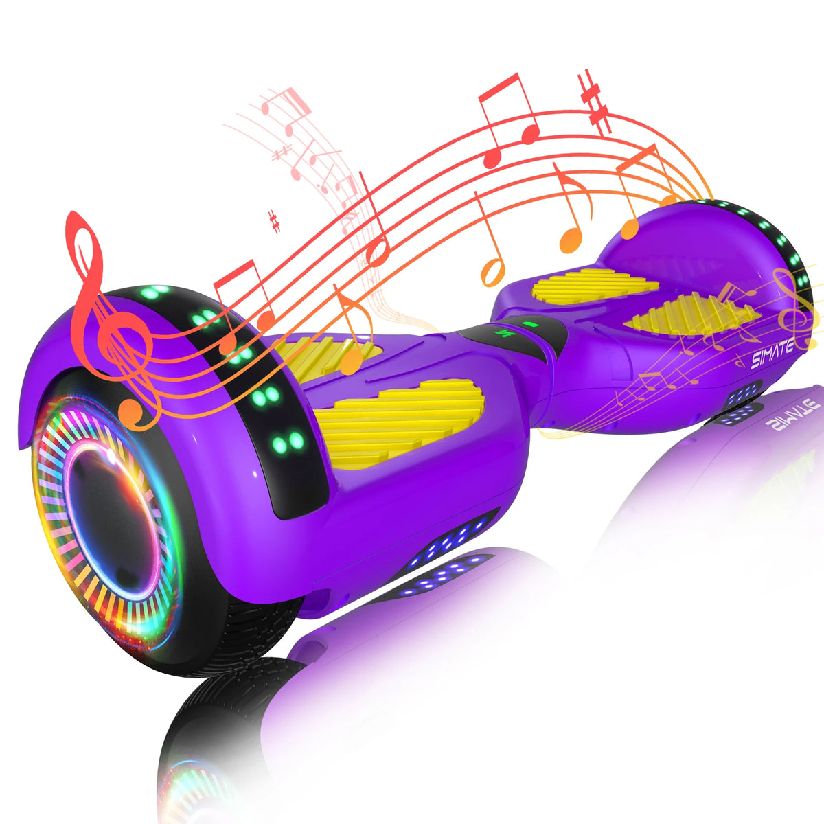 SIMATE Hoverboard With Bluetooth All Terrain LED Lights and APP Control, Gifts for Kids Adults Girls Boys, for All Ages, Self Balancing Scooter