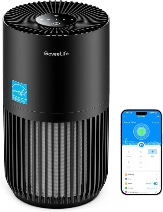 Mini Air Purifier for Bedroom, Smart Fil   Purifier with App Alexa Control for Pet Hair, Odors, Pollen, Smoke, Portable