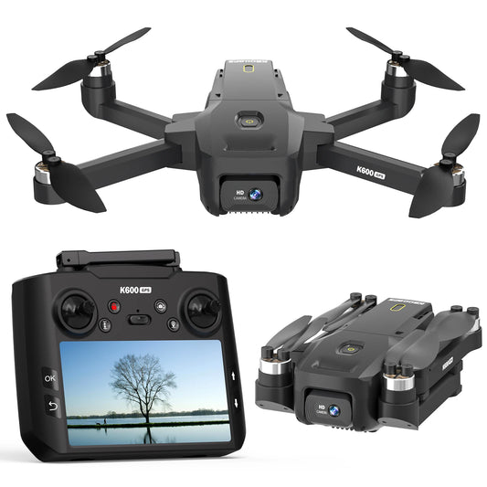 Drone with Camera for Adults, 4.5 Inch LCD RC Screen, Support Up to 32G SD Card, GPS Drone Auto Return Follow Me, Professional Brushless Motor Quadcopter Gesture Flight, Altitude Hold, 3 Speeds for Beginners, Under 250G