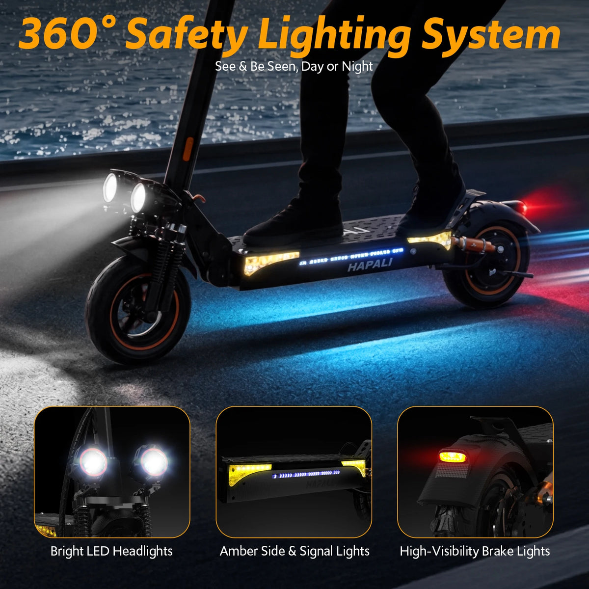 Off Road Electric Scooter, 1200W Motor, 31 Miles Range, 31 MPH, 11" All Terrain Tire, E-Scooter for Adults with Double Suspension & Side Light Disc Brakes