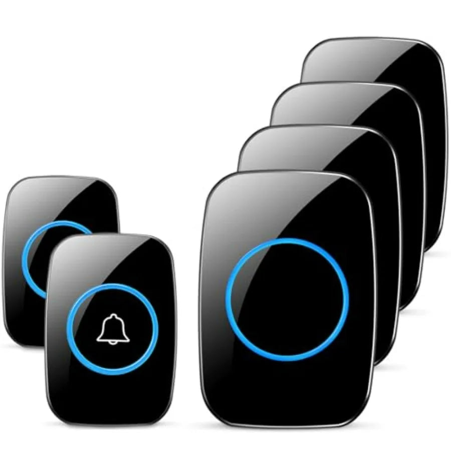Wireless Doorbell, FullHouse Waterproof Door Bell Kit, Distinguish front and rear doors, Over 1000 feet Range and 60 Chime, 5 L
