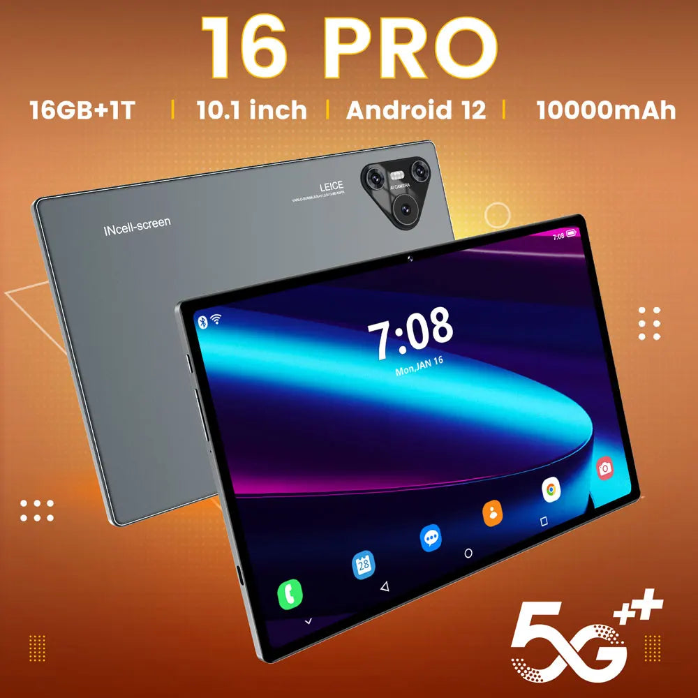 2025 New 16 Pro Tablet 10inch Android 4K 16GB+1TB Dual SIMTablet PC GPS  For Children Kids Tab