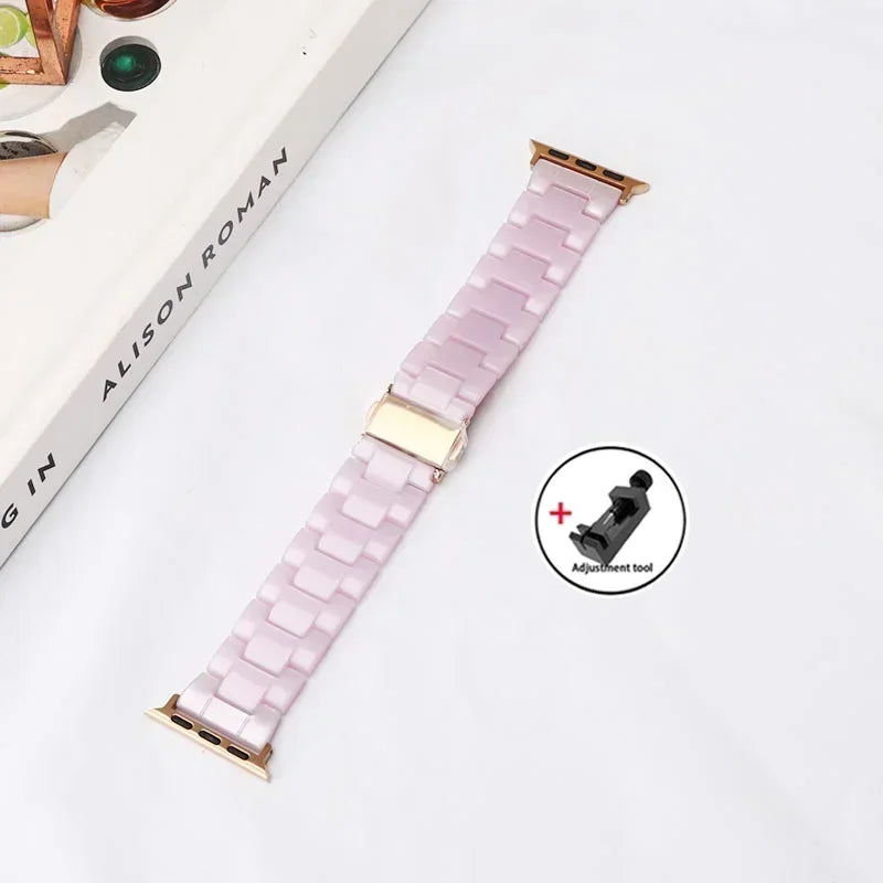 Luxury Resin strap for Apple Watch Ultra 2 Band 49mm 45mm 41mm 40mm 44mm 38mm 42mm Link bracelet iwatch series 9 7 8 6 se 5 4 3