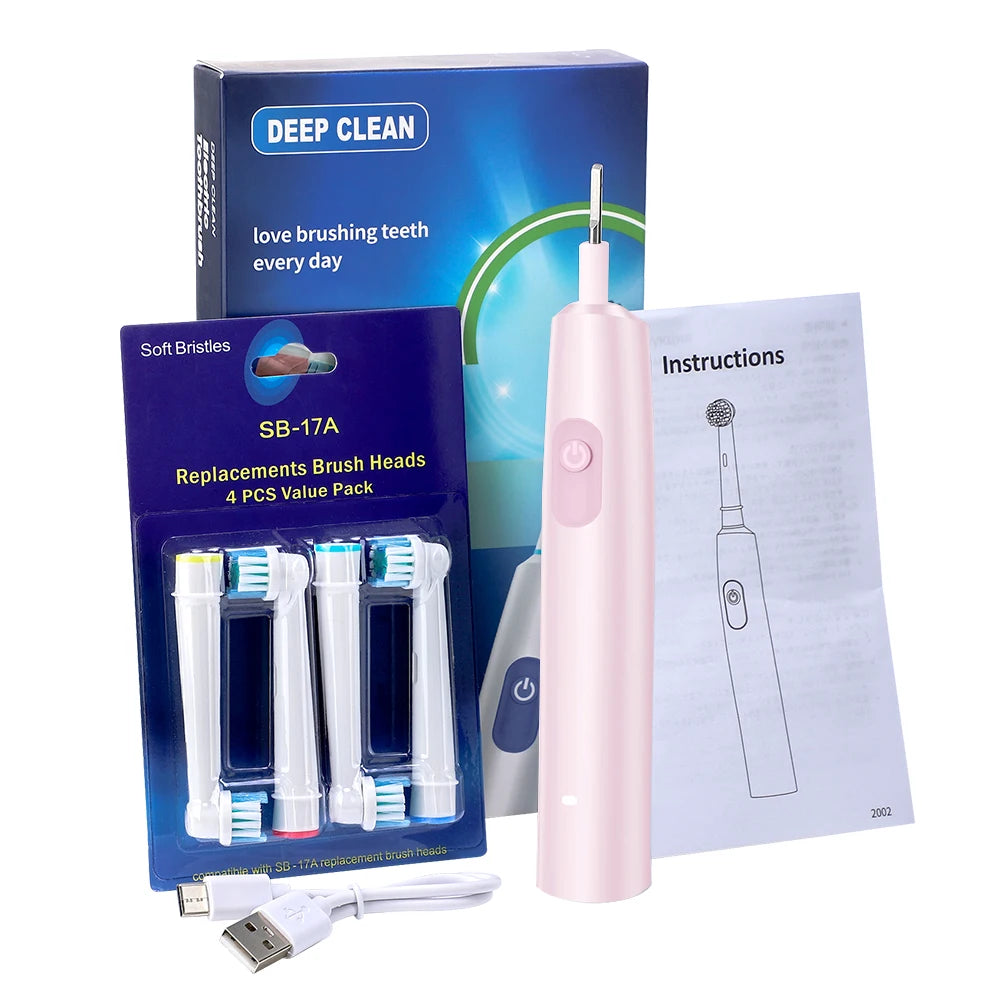Electric Smart Rotating Timing Toothbrush, Rechargeable Rotary Toothbrush with 4 Heads, 5 Modes Setting Teeth Whitening Oral Car
