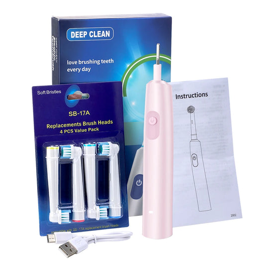 Electric Smart Rotating Timing Toothbrush, Rechargeable Rotary Toothbrush with 4 Heads, 5 Modes Setting Teeth Whitening Oral Car