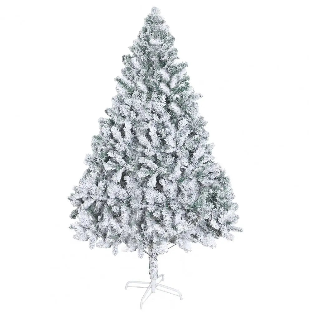 6.9ft White Flocked Artificial Christmas Tree, Snow Christmas Holiday Pencil Tree,