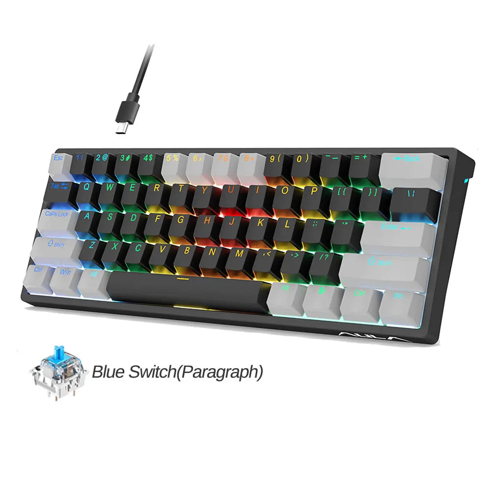 AULA F3261 60% Wired Mechanical Keyboard RGB Backlit 3 Pins Hot-swappable for Laptop PC Tablet