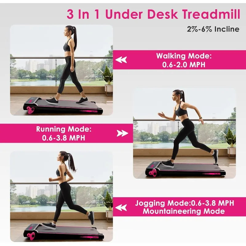 Walking Pad Treadmill with Handle Bar, Incline and Lights,