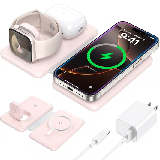 Cell Phone Wireless Charger - 3-in-1 Travel Charging Station