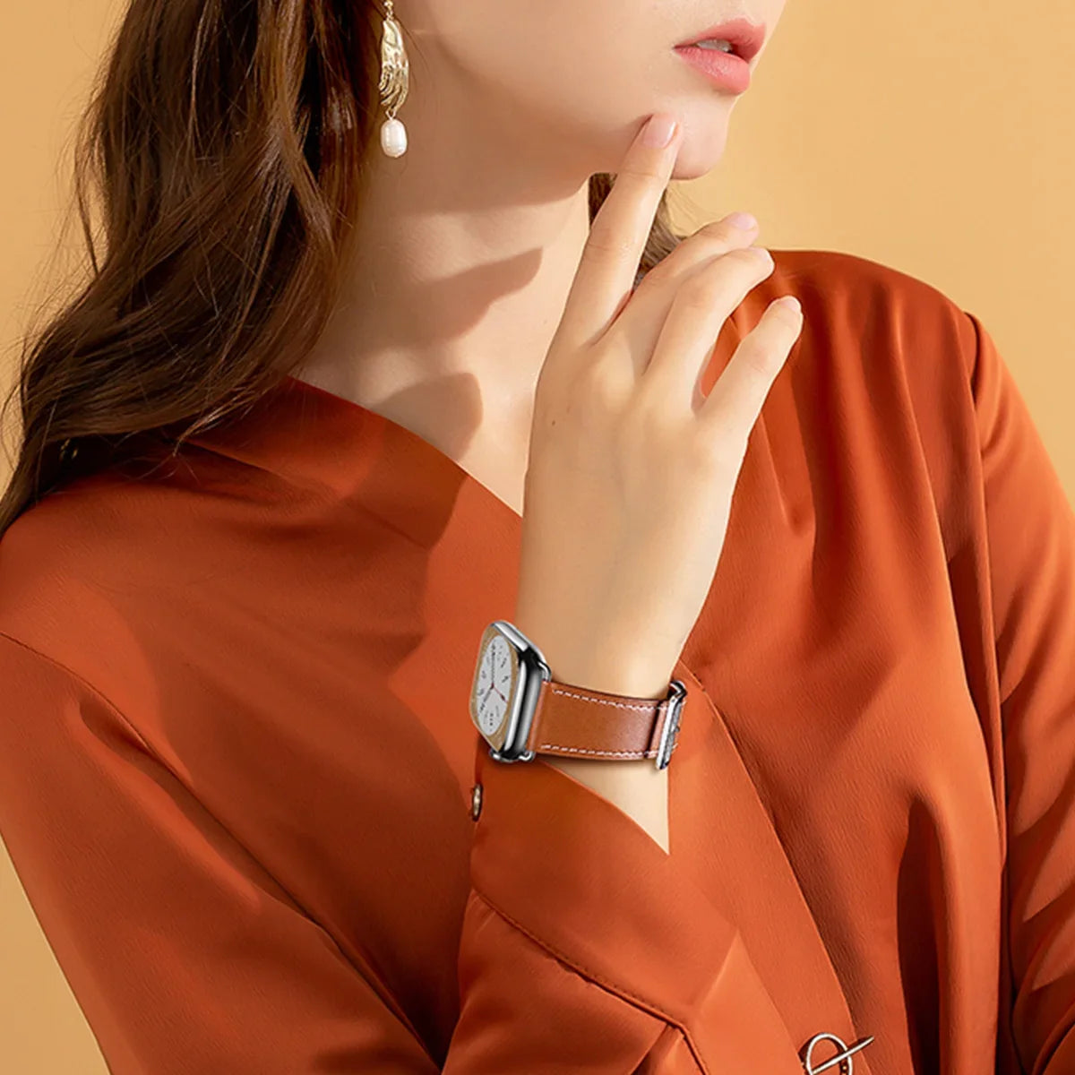 Leather Band For Apple Watch Strap 45mm 45mm 40mm 41mm 38mm 42 Single Tour Bracelet Correa iWatch 3 6 SE 7 8 9 ultra 49mm 2035