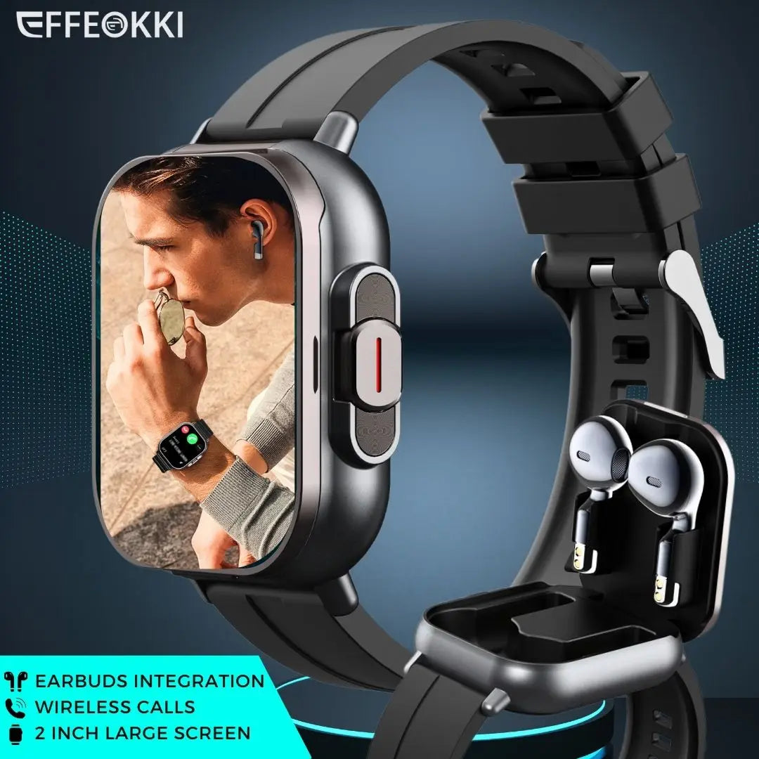 2 in 1 Built-in Smartwatch with Earphone Multi-Sport NFC Call Smart Watch with Earbuds Headphone for iPhone Android Smartphone