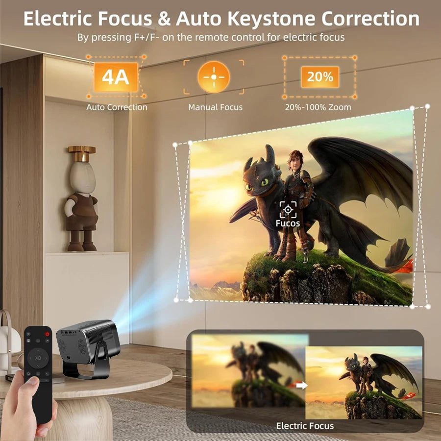 K6 Portable Projector with WiFi BT,1080P HD 4K Support, Smart Projector Built-in Apps, Mini Projector for Outdoor Home Movie