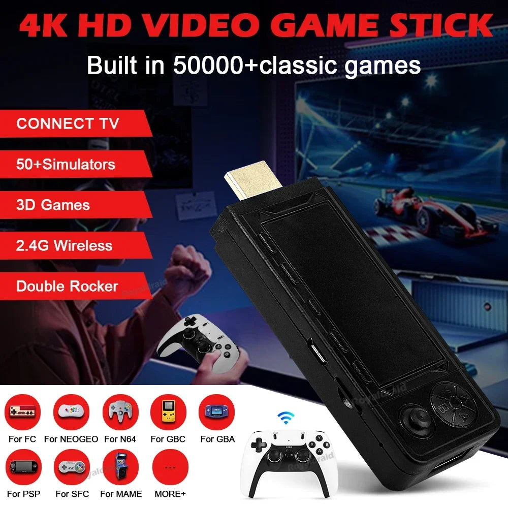 128G 256G X9 PRO GameStick 4KHD TV Video Game Consol 3D Games For Dual 2.4G Controller
