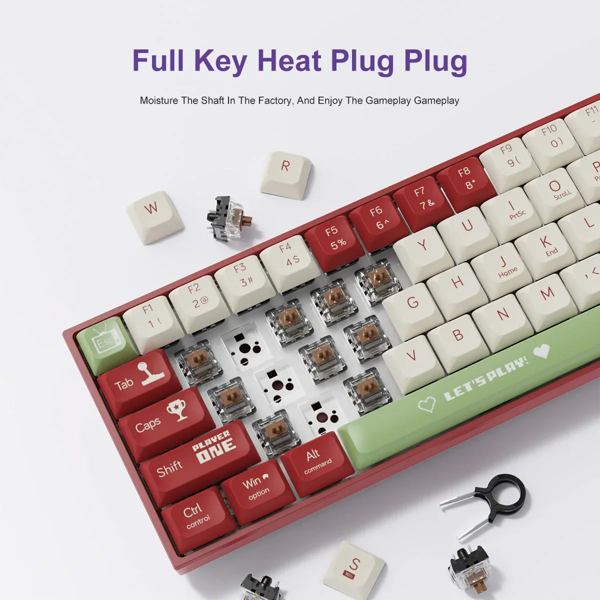 Mechanical Keyboard ABS Keycap 68 Keys Wired Wireless Bluetooth