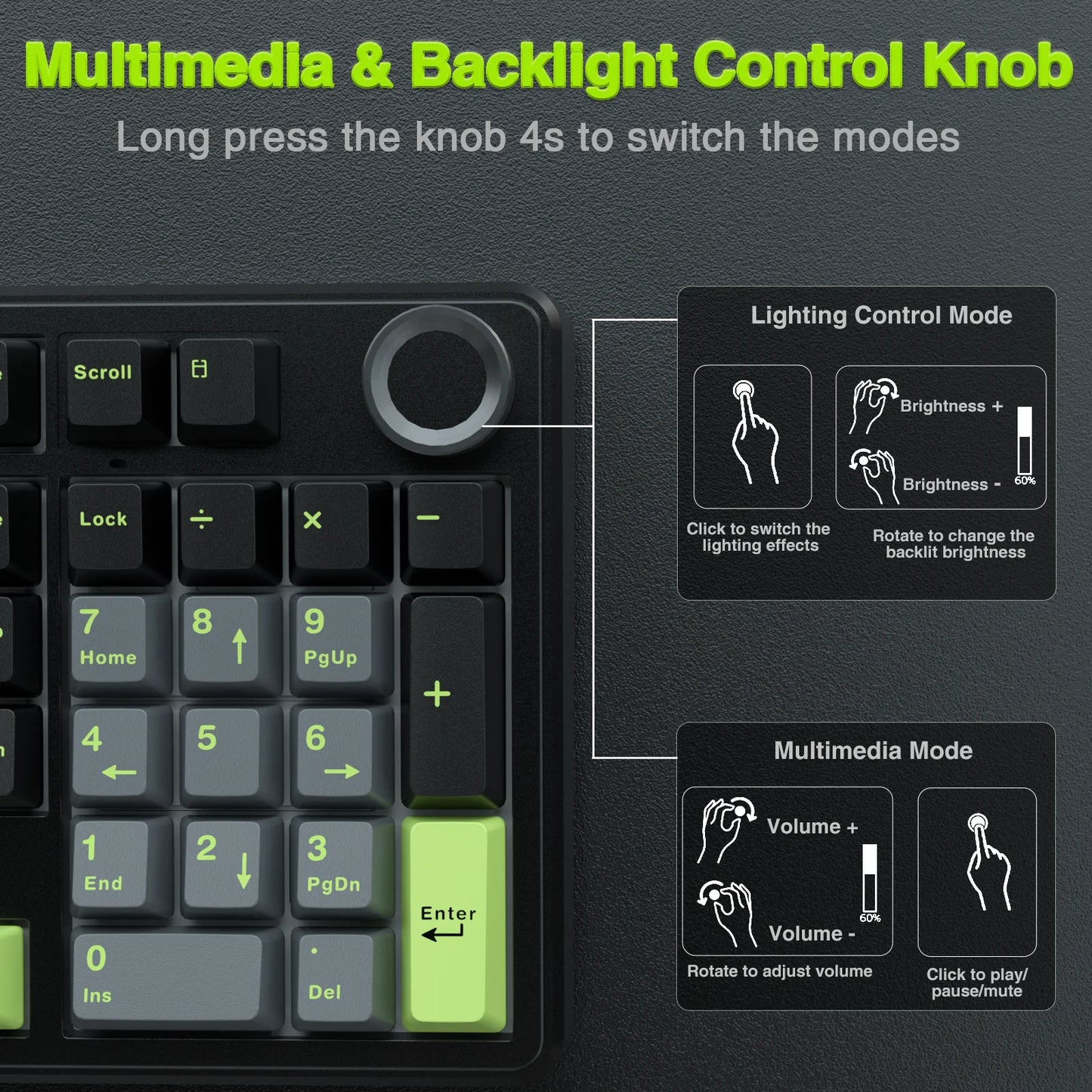 Wireless Gaming Keyboard Gasket Structure Compatible with 3/5 Pins