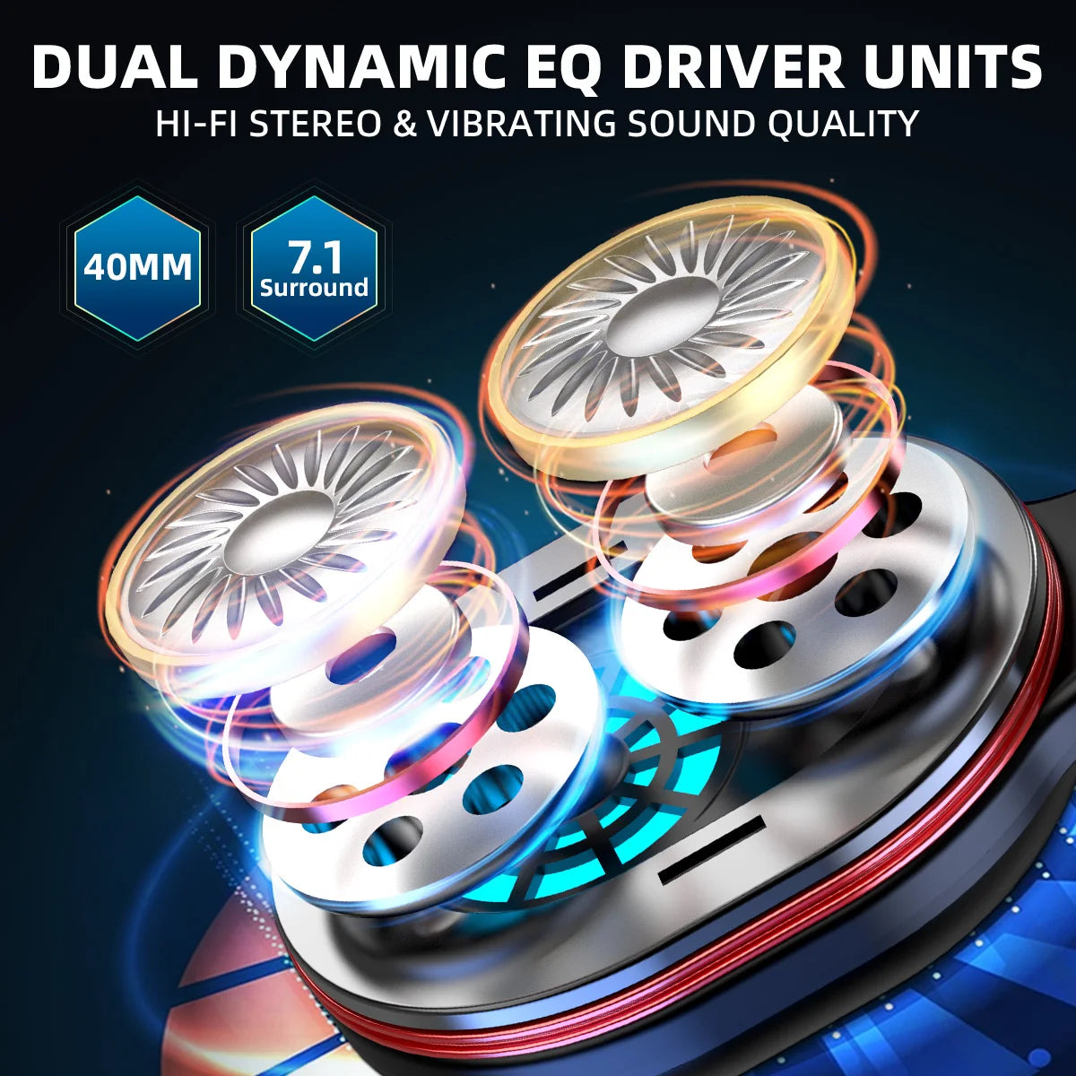 Gaming Headphones 2.4G BT5.0 Wireless Headset With Mic RBG Light Vibration Bluetooth Earphone For PS4 PS5 PC Switch