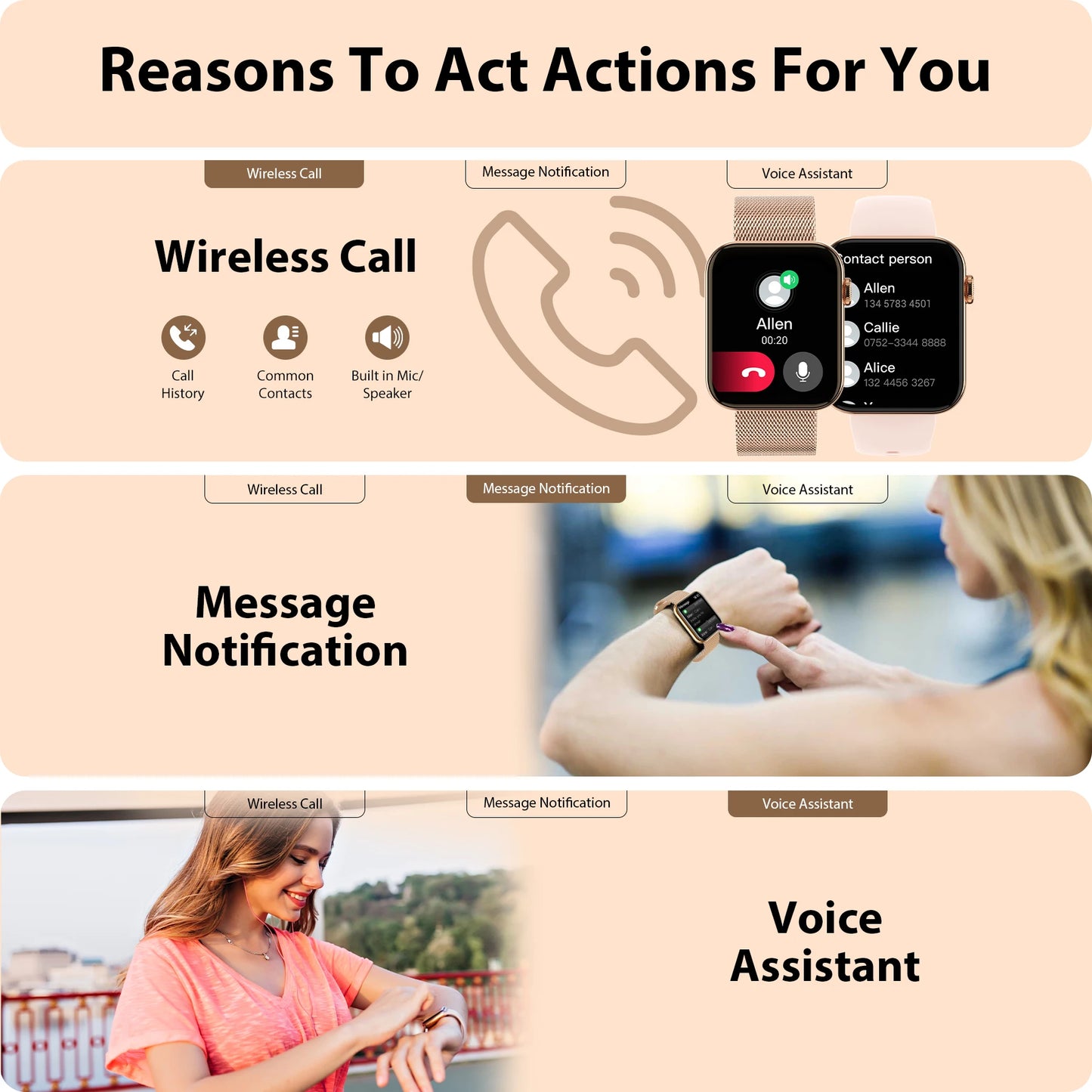 Smart Watch for Women/Men (Answer/Make Calls)Fitness Tracker Watch for iPhone/Android