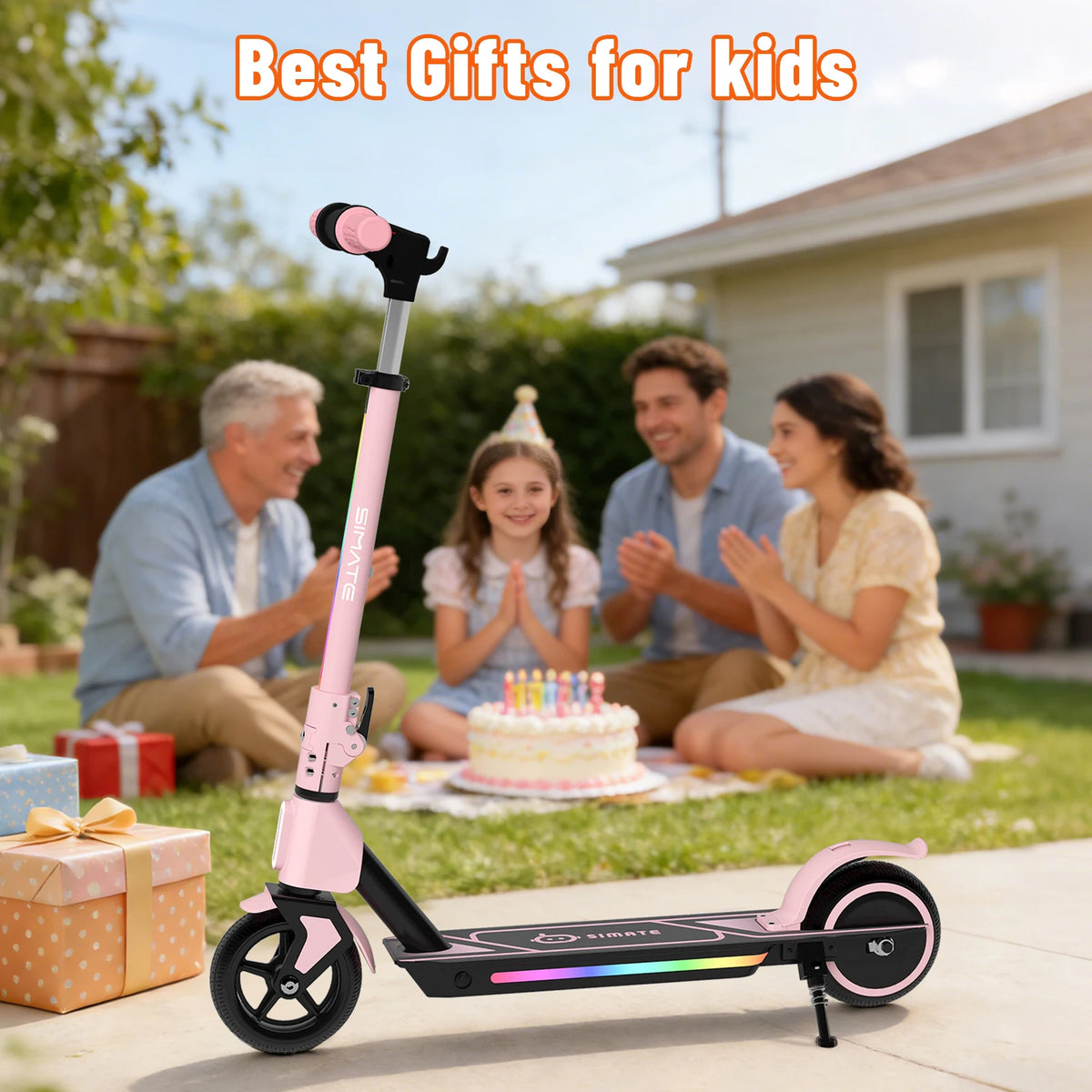 Electric Scooter for Kids Age 6-14,  3 Adjustable Height with LED Display, Front Light & Deck Lights, Lightweight Foldable Scooter with Dual Brake System