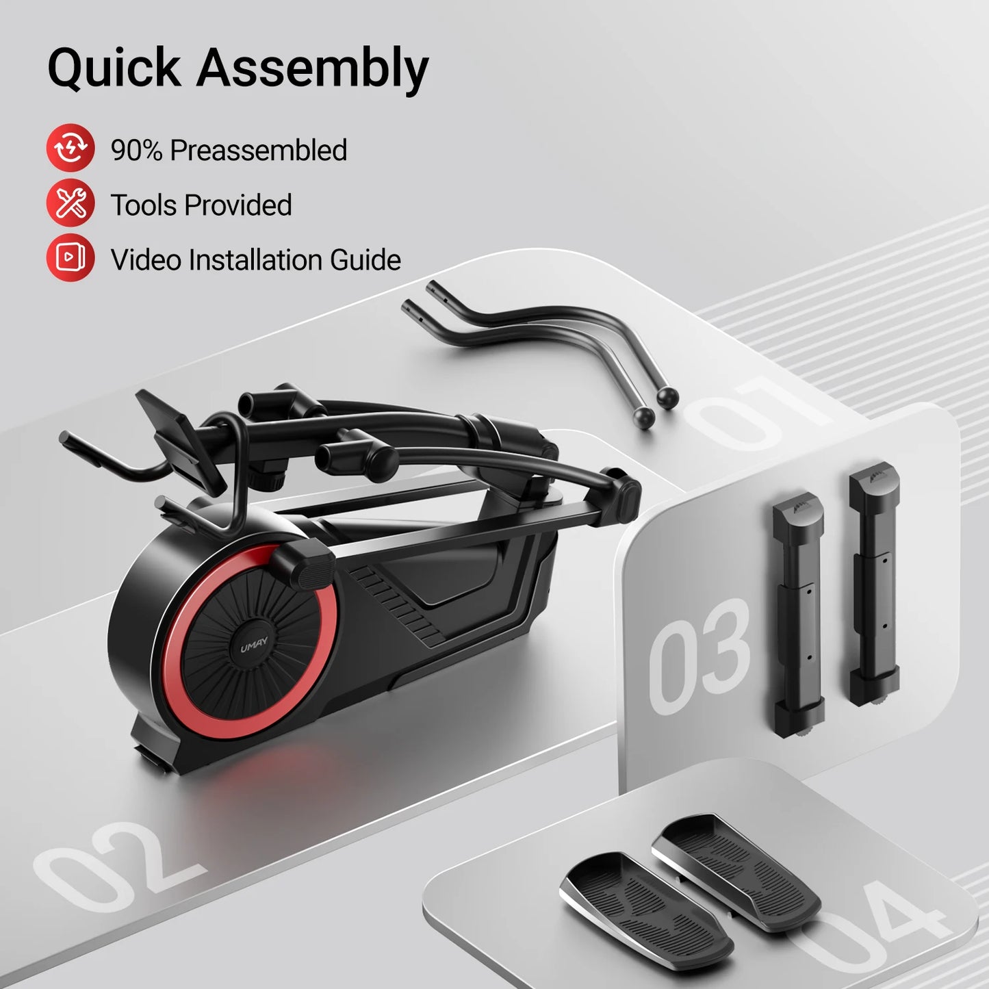 Elliptical Machine for Home, Silent Magnetic Trainer with 8 Resistance Levels, Pulse Grips, 15.5" Stride & LCD Monitor