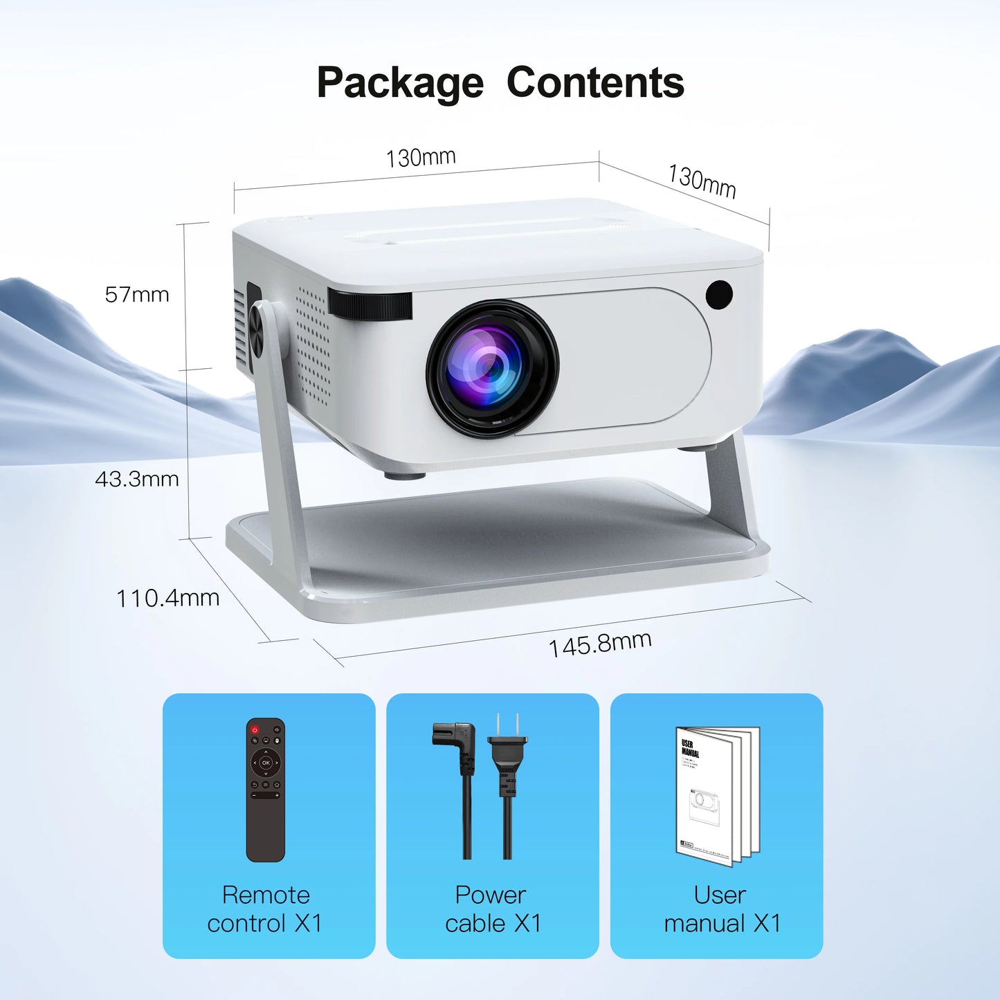 HA109 Mini Projector Android11 WiFi6  720P Built-in App Mirror SmartPhone for 1080P 4K Video Home Cinema