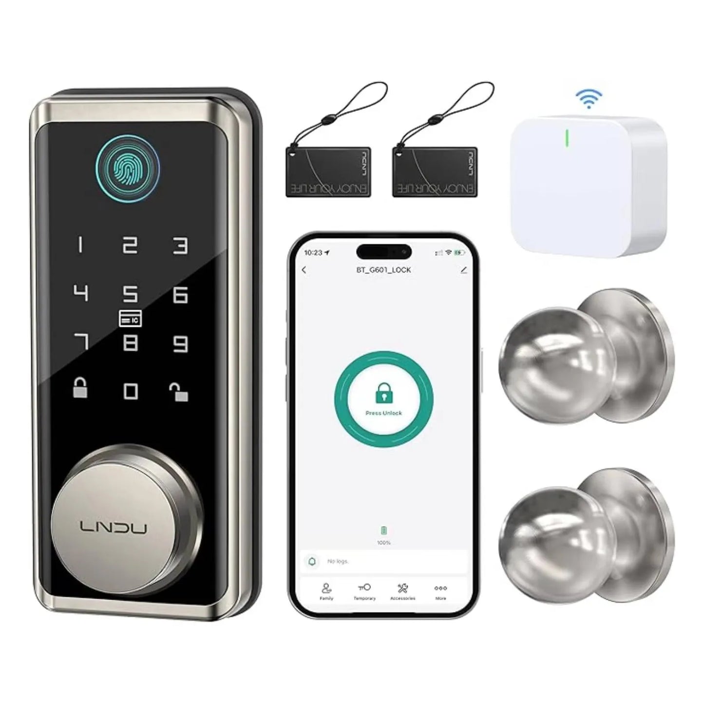 Smart Lock G601N 2.4GHz WiFi Keyless Entry Smart Door Lock with Handle Set 360° Live Fingerprint
