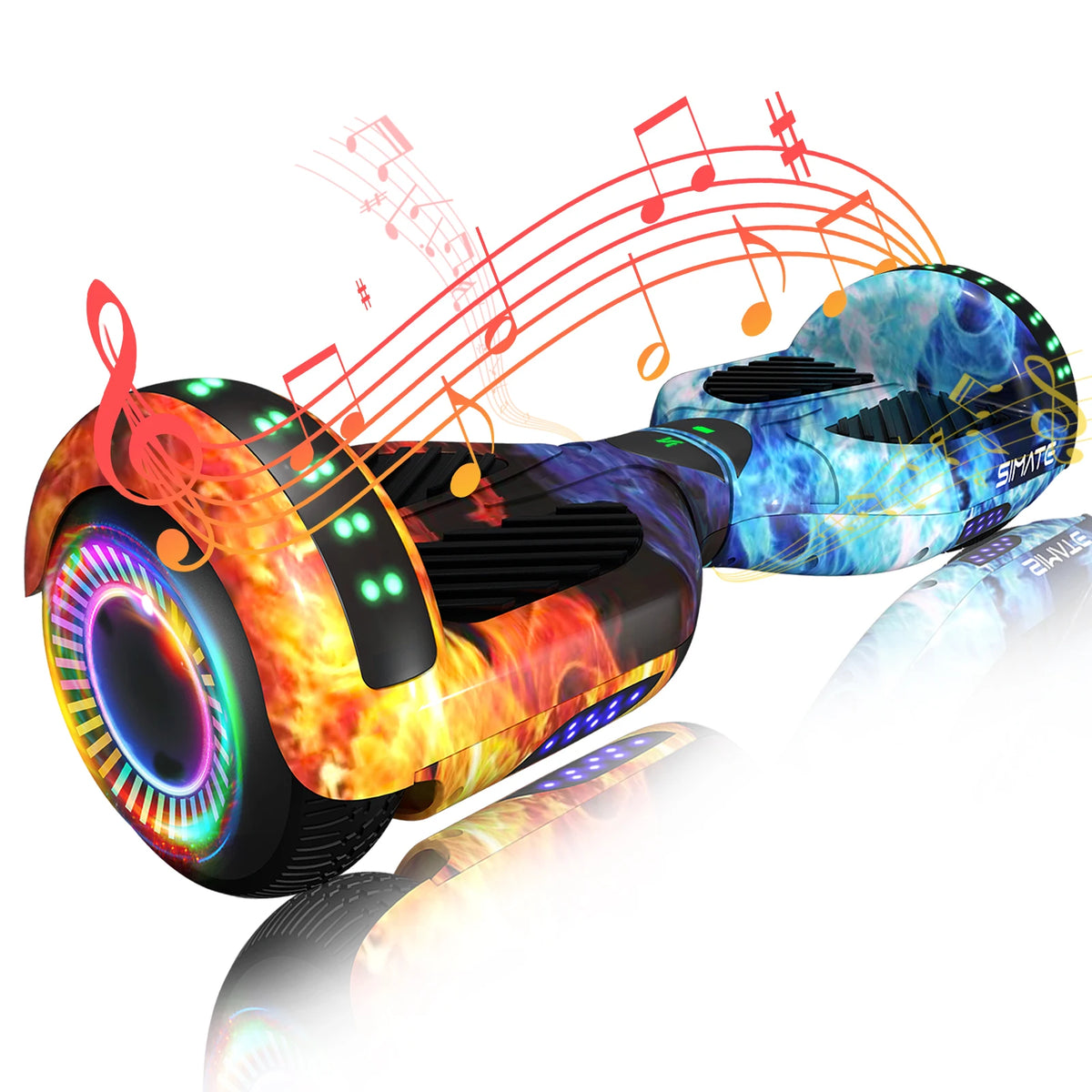 SIMATE Hoverboard With Bluetooth All Terrain LED Lights and APP Control, Gifts for Kids Adults Girls Boys, for All Ages, Self Balancing Scooter