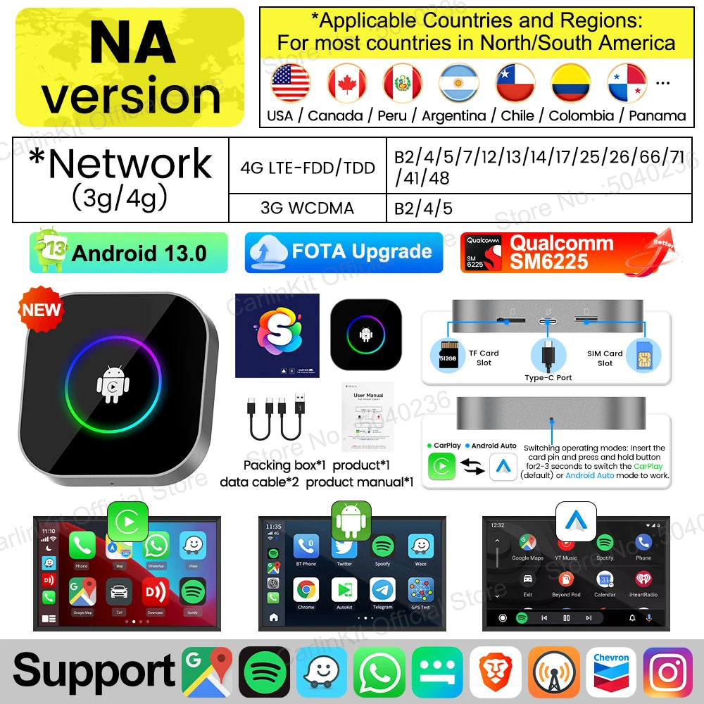 2025 New R2 Smart Streaming Box Android 13 CarPlay Ai TV Box For Netflix YouTube SM6225 Wireless