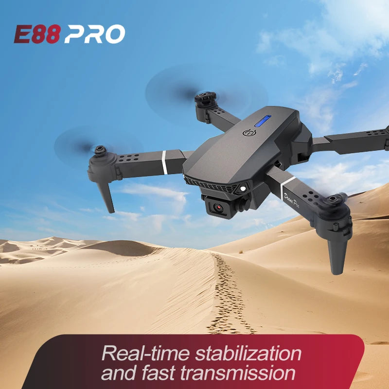ZNLYRION E88 Pro 4K HD Dual Camera Drone Foldable Design Smart Hover 2.4G Remote Control Drone with LED Light for Beginners Kids Adults