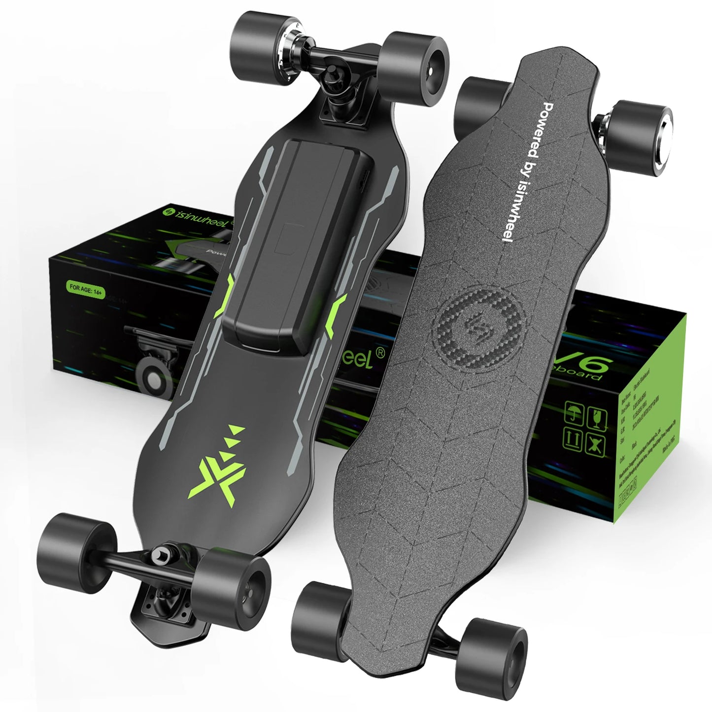 Isinwheel V6 Adult Electric Skateboard 25.2V 2Ah Battery Four-wheel  E-skateboard 74*51mm tire  E-scooter