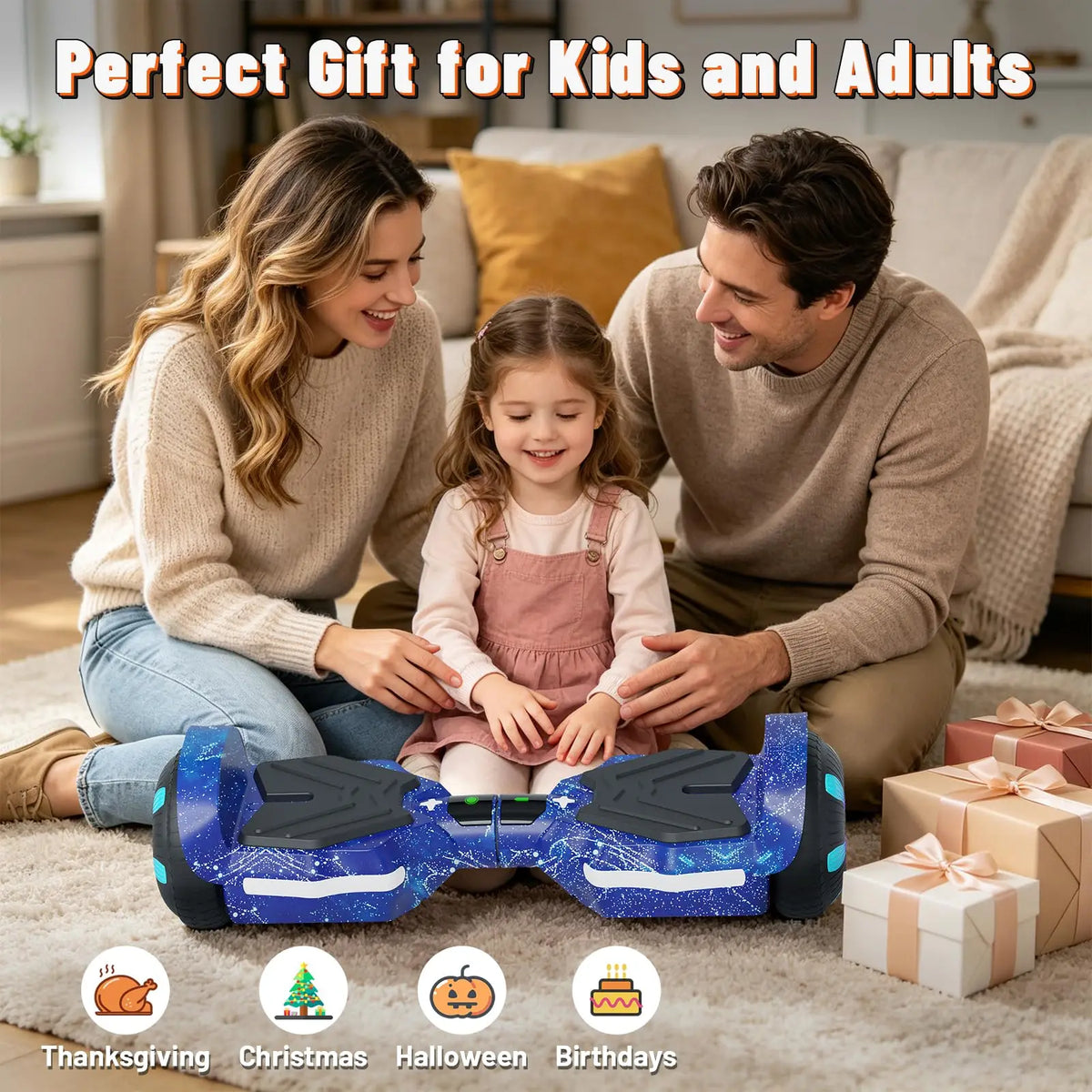SIMATE Electric Scooter 6.5 inch All Terrain Off Road Hoverboard with Bluetooth Speakers and LED Lights, UL2272 Certified Self Balancing Scooter