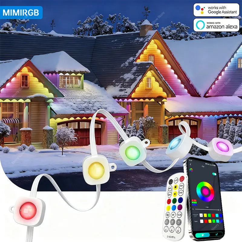 200FT Smart Outdoor Eaves lights Support Alexa & Google Assistant Voice Control