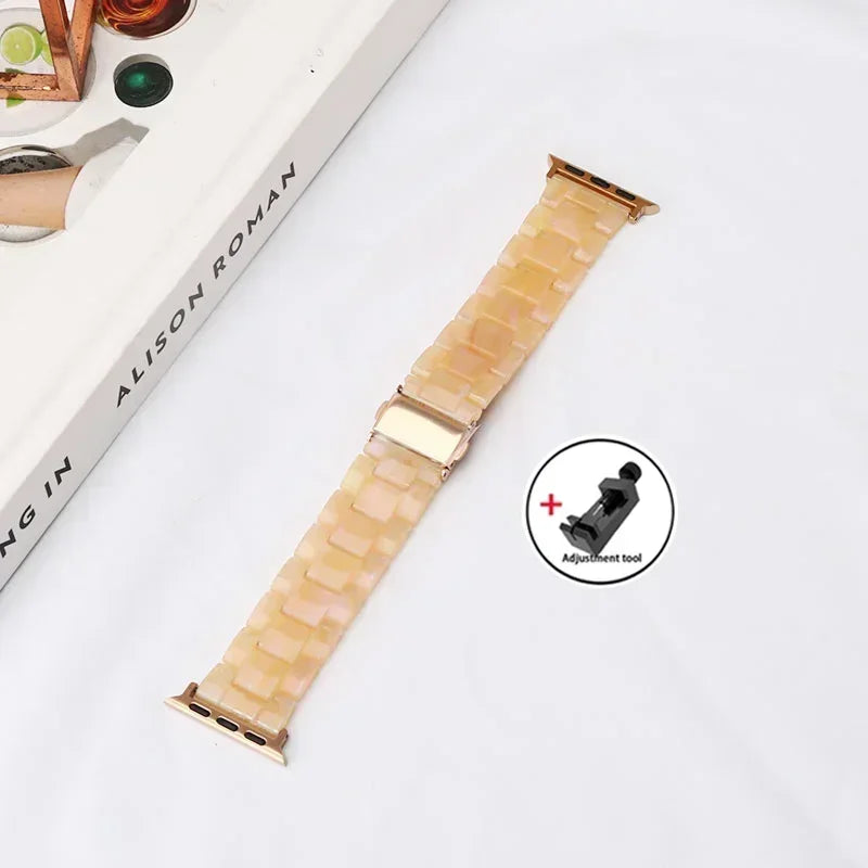 Luxury Resin strap for Apple Watch Ultra 2 Band 49mm 45mm 41mm 40mm 44mm 38mm 42mm Link bracelet iwatch series 9 7 8 6 se 5 4 3